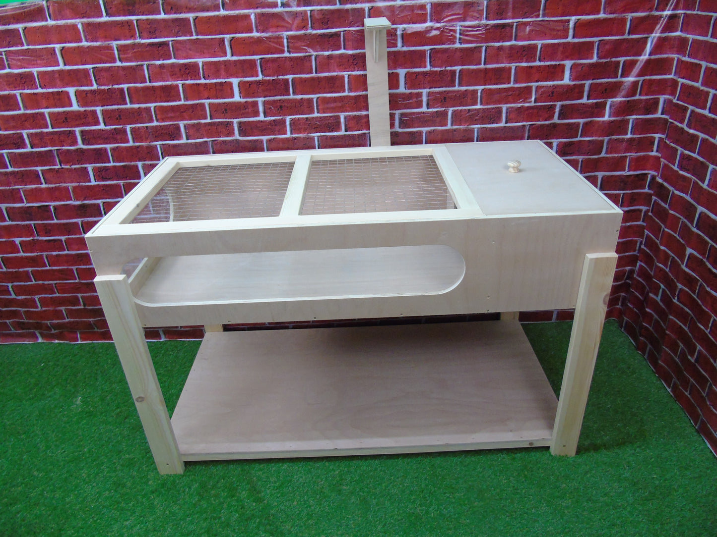 XXL 25CM HIGH Large Tortoise Table Starter Kit by Wooden World- Handmade Indoor or Outdoor Tortoise House with Sleeping Area & Arm for Heat Lamp- Fully Assembled Tortoise Run, Tortoise Vivarium - EXTRA HIGH